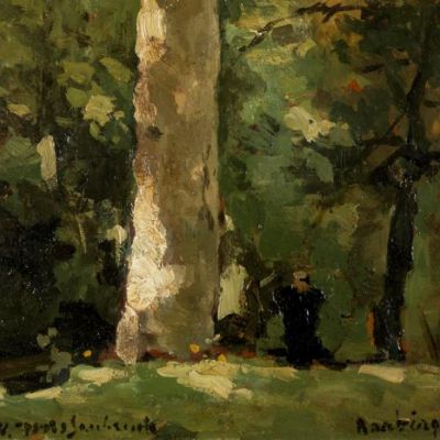 Bosgezicht 'Sous Bois' (Barbizon): Hendrik Johannes Weissenbruch, 1900